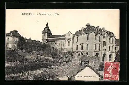 AK Égletons, Eglise et Hôtel-de-Ville