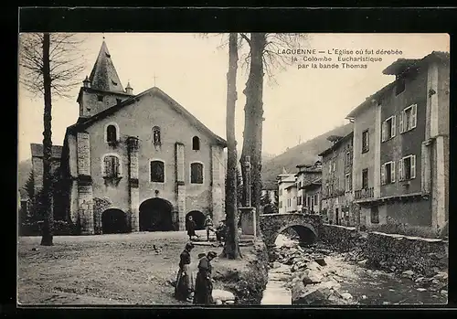 AK Laguenne, L`Eglise où fut dérobée la Colombe Eucharistique par la bande Thoms