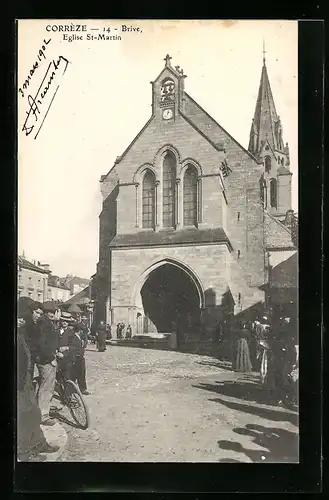 AK Brive, Eglise St-Martin mit Besuchern