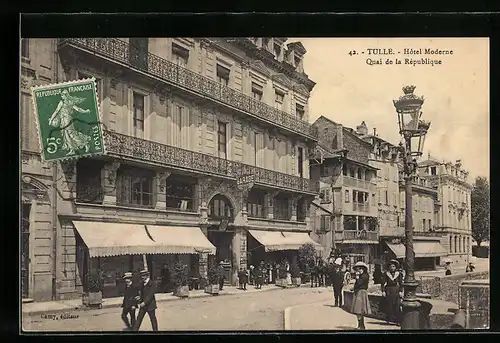 AK Tulle, Hôtel Moderne, Quai de la République