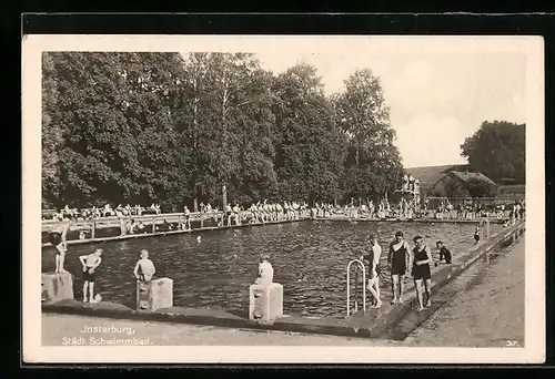 AK Insterburg, Badegäste im städtischen Schwimmbad