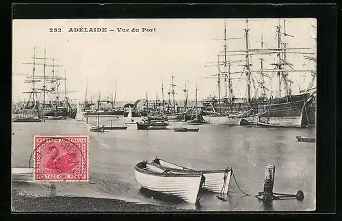 AK Adélaide, Vue du Port, Segelschiffe im Hafen