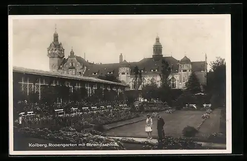AK Kolberg, Rosengarten mit Strandschloss