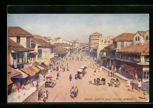 Künstler-AK Bombay, Native Quartier, Null Bazaar