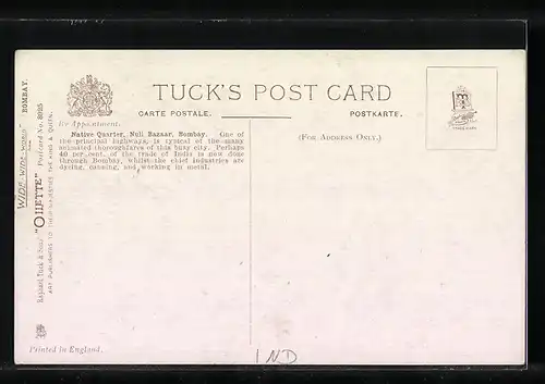 Künstler-AK Bombay, Native Quartier, Null Bazaar