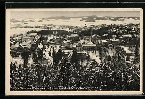 AK Bad Kudowa, Panorama im Schnee vom Schlossberg aus gesehen