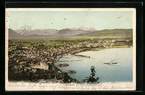 AK Bregenz, Ortsansicht aus der Vogelschau