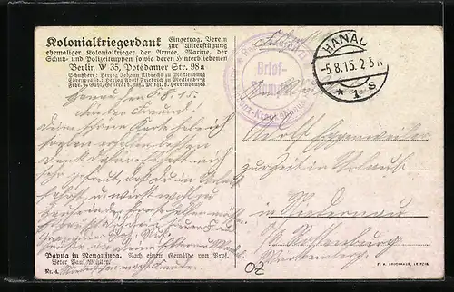 Künstler-AK Neuguinea, Ortspartie mit Papua