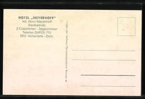 AK Holterfehn /Ostfr., Hotel Meyerhoff, Innenansichten Clubzimmer und Saal