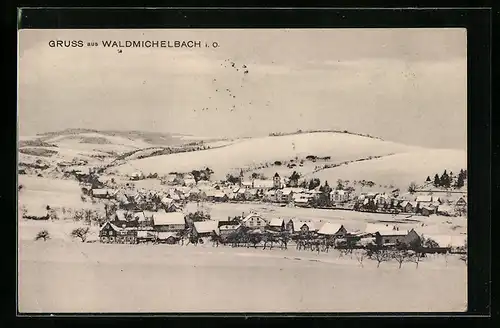 AK Waldmichelbach i.O., Panorama zur Winterzeit
