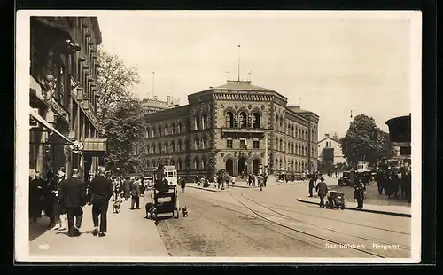AK Saarbrücken, Strassenpartie mit Bergamt