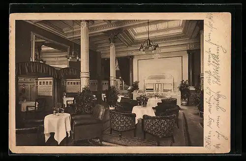 AK München, Hauser`s Hotel Der Reichsadler am Karlstor, Herzog-Wilhelmstrasse 32, Innenansicht