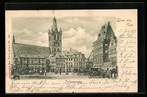 AK Trier, Hauptmarkt mit Denkmal