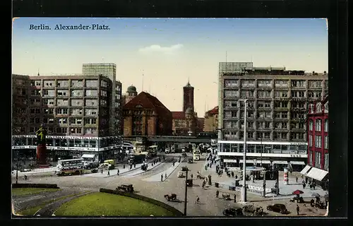 AK Berlin, Alexander-Platz mit Geschäften