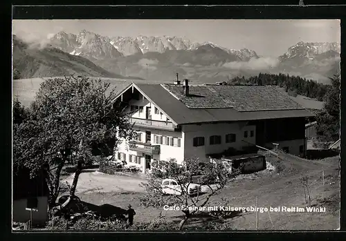 AK Reit im Winkl, Cafe Steiner mit dem Kaisergebirge