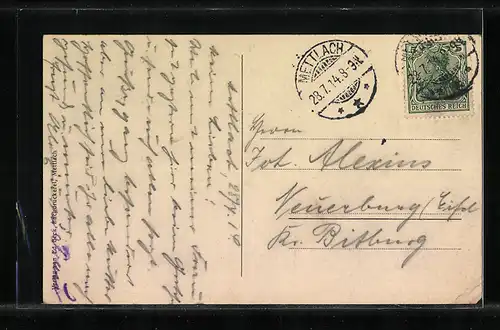 AK Mettlach, Ortsansicht mit Flusspartie