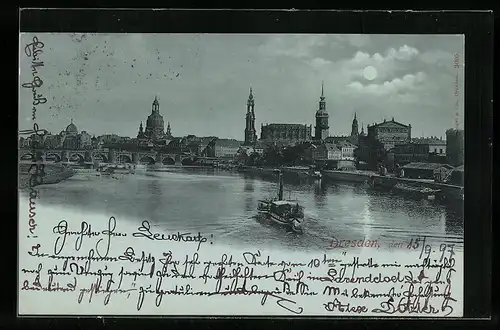 AK Dresden, Panorama hinter der Elbe