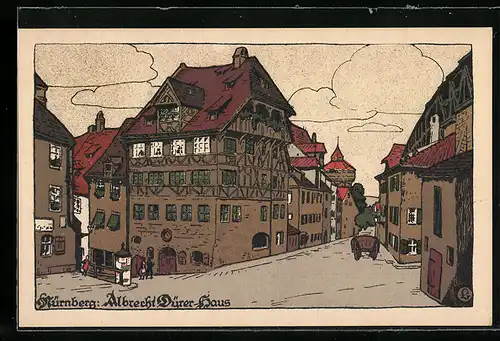 Steindruck-AK Nürnberg, Albrecht Dürer-Haus