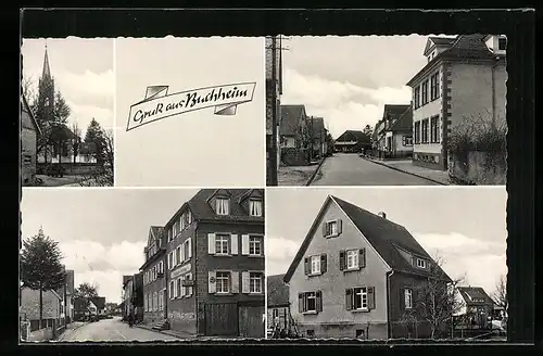 AK Buchheim, Strassenpartien, Wohnhäuser und Kirche