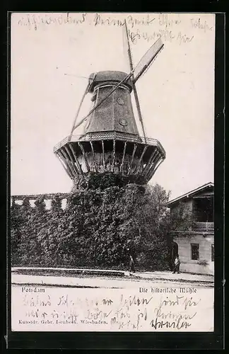 Relief-AK Potsdam, Die historische Mühle