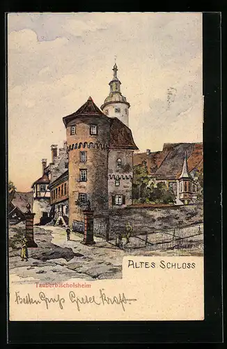 Künstler-AK Tauberbischofsheim, altes Schloss