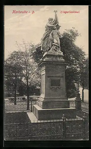 AK Karlsruhe i. B., Am Kriegerdenkmal