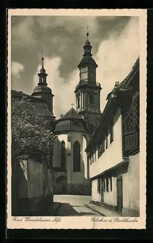 AK Bad Windsheim /Mfr., Strassenpartie mit Stadtkirche