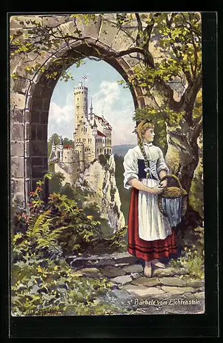 Künstler-AK Honau, Bärbele vom Lichtenstein