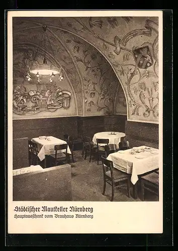 AK Nürnberg, Gasthaus Städtischer Mautkeller, Innenansicht