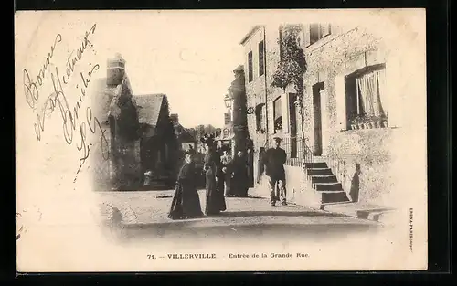 AK Villerville, Entrée de la Grande Rue, Strassenpartie