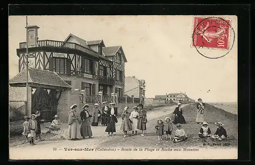 AK Ver-sur-Mer, Route de la Plage et Roche aux Mouettes