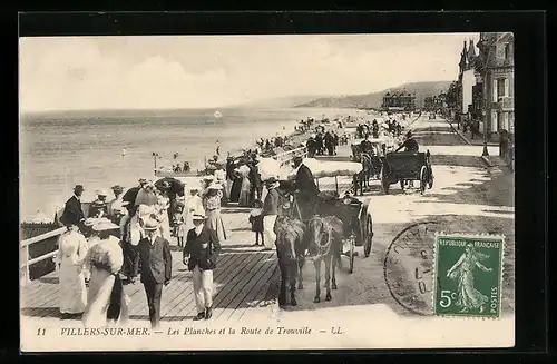 AK Villers-sur-Mer, Les Planches et la Route de Trouville