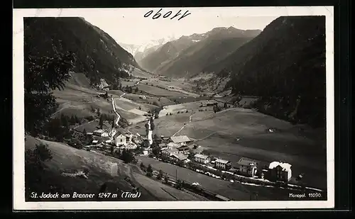 AK St. Jodock a. Brenner, Ortsansicht aus der Vogelschau