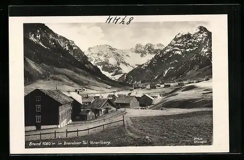 AK Brand, Anblick der Häuser des Ortes im Brandner Tal