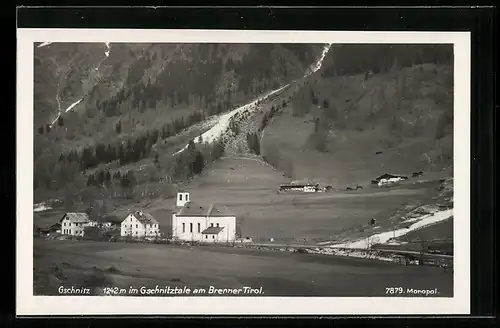 AK Gschnitz, Anblick des Ortes im Gschnitztale am Brenner