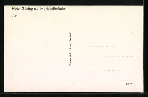 AK Mariazell, Hotel Gösing an der Mariazellerbahn aus der Vogelschau