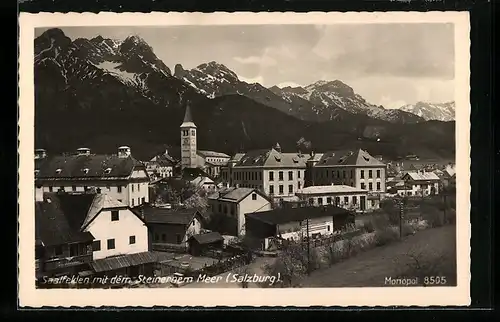 AK Saalfelden, Ortspartie mit Steinernem Meer