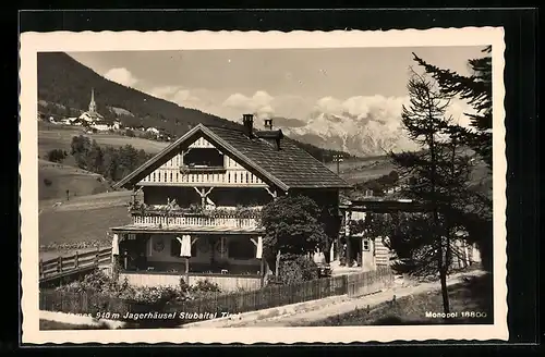 AK Fulpmes, Jagerhäusel Stubaital mit Ortsblick
