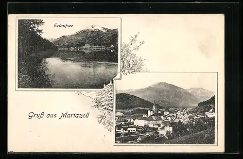 AK Mariazell, Ortsansicht mit Umgebung, Erlaufsee