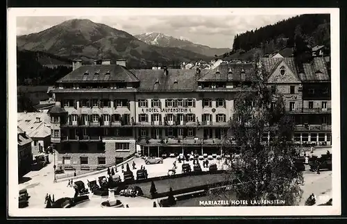 AK Mariazell, Hotel Laufenstein aus der Vogelschau