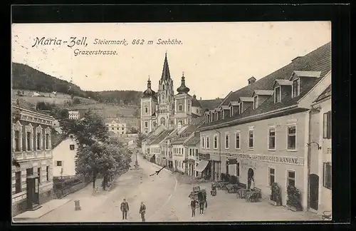 AK Mariazell, Blick in die Grazerstrasse