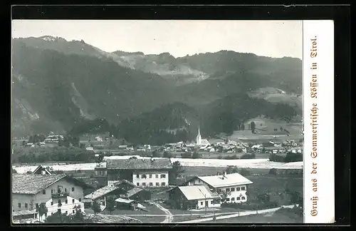 AK Kössen /Tirol, Ortsansicht mit Bergen aus der Vogelschau