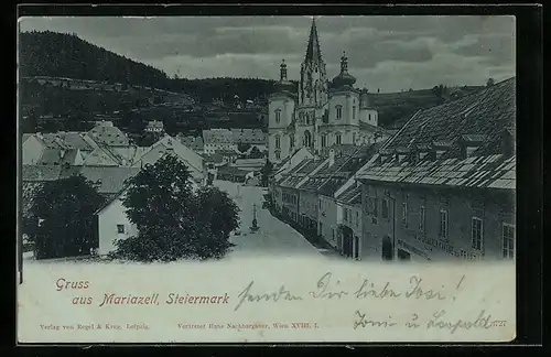 AK Mariazell, Teilansicht mit Kirche