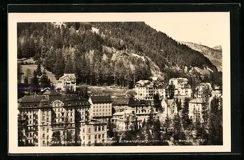 AK Bad Gastein, Hotels an der Schwarzenberg-Anlage aus der Vogelschau