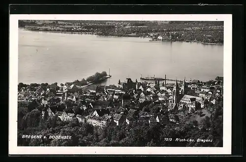 AK Bregenz /Bodensee, Teilansicht mit Seeblick aus der Vogelschau