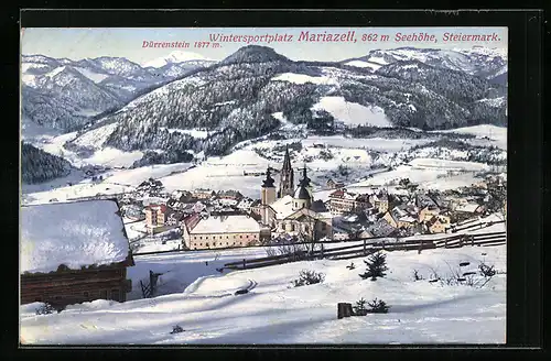 AK Mariazell, Ort im Winter