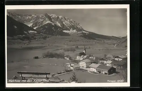 AK Walchsee, Ortsansicht mit dem Kaiser von oben