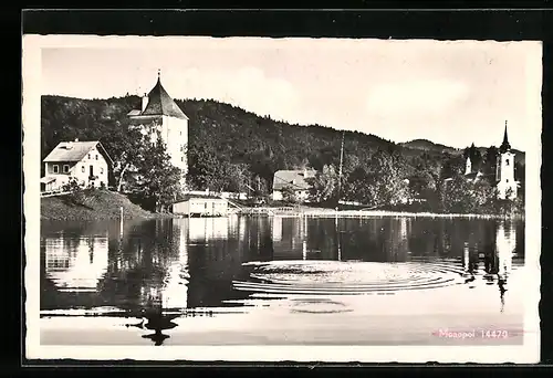AK St. Jakob am Thurn, Ortsansicht vom Wasser aus
