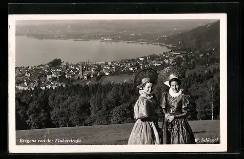 AK Bregenz, Ortsansicht von der Fluherstrasse, mit Bregenzerinnen