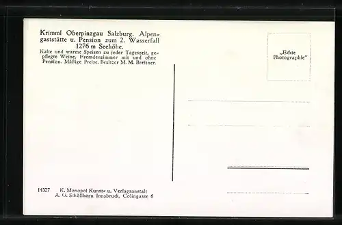 AK Krimml /Oberpinzgau, Gaststätte und Pension zum 2. Wasserfall